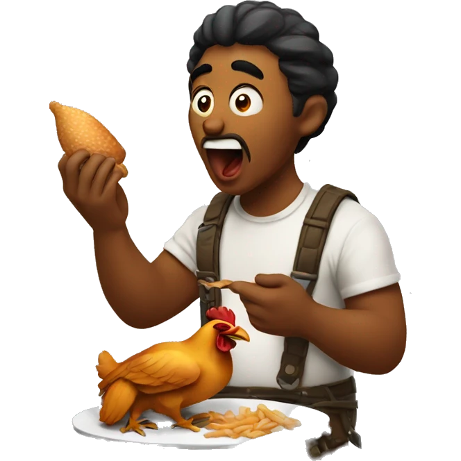 dakr man eating chicken  emoji