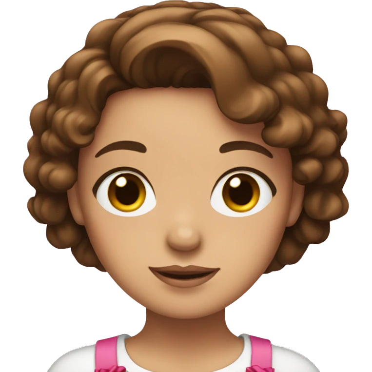 girl with brown hair and a pink bow with brown eyes emoji