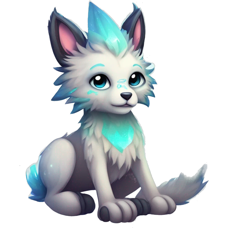 Cool cute Kawaii edgy ethereal futuristic modern epic fantasy animal sparkle fursona Fionbri creature by griffsnuff & LiLaiRa & Falvie full body emoji