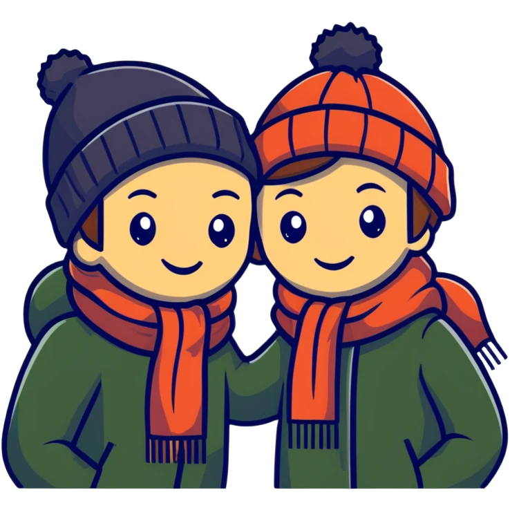 smiling couple in winter gear emoji