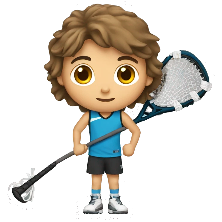 BOY HOLDING LACROSSE STICK WITH LONG BROWN HAIR SHAVED ON SIDE emoji