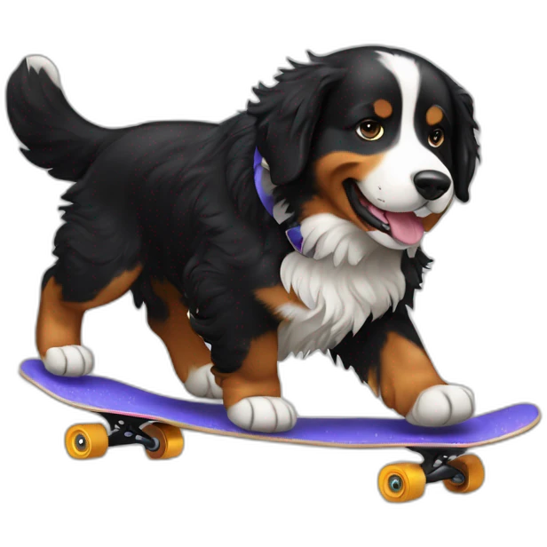 Bernese mountain dog skating emoji