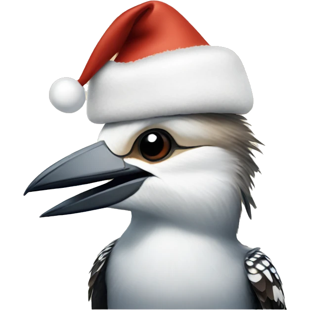 A kookaburra wearing a Christmas hat emoji