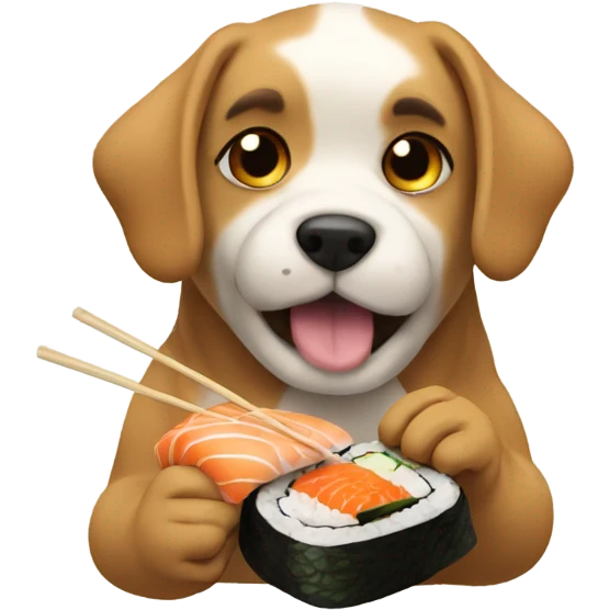 Dog eating sushi aesthetic emoji