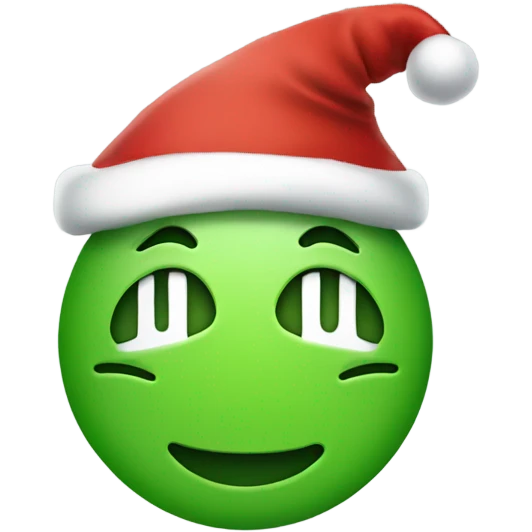 Green smiley face with Santa hat emoji