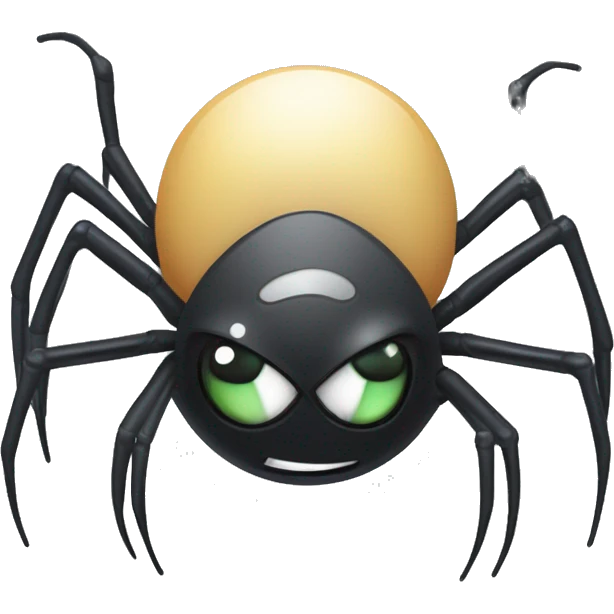 The spider should have a cheerful face, big eyes, and a non-threatening appearance. It should have a sleek, futuristic design with some elements representing technology and data. The spider can be holding a data graph or a small laptop. emoji