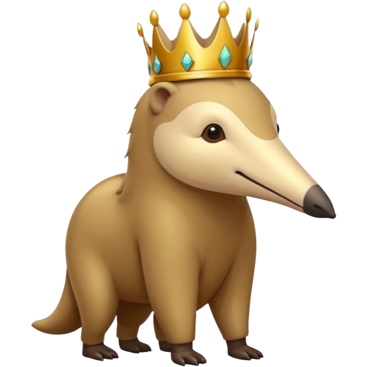 Anteater walking around and wearing a crown emoji