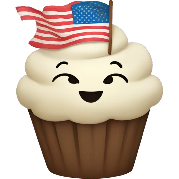 Happy cupcake with an American flag emoji