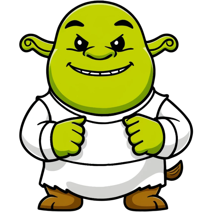 Shrek as a baddie with bold outlines emoji