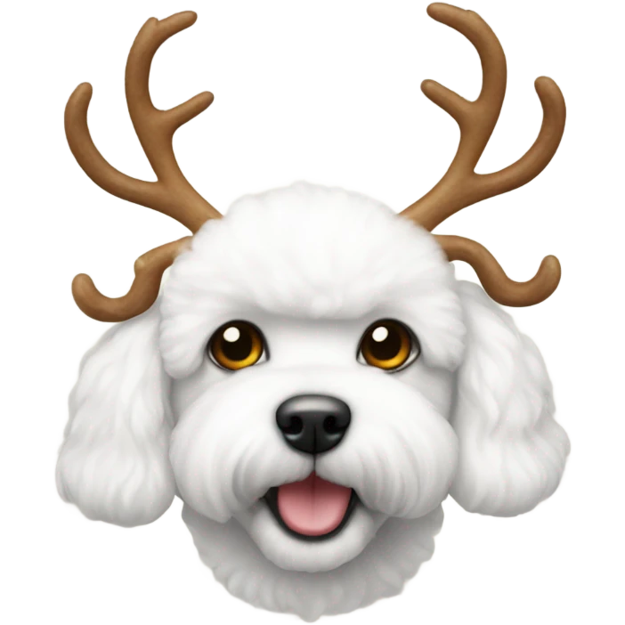 Bichon wearing antlers emoji