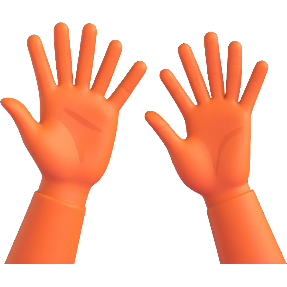 Two open hands in emoji style, tilted to the right as if pushing a swing, with motion lines behind them to show movement. Minimal background, clean cartoon style emoji