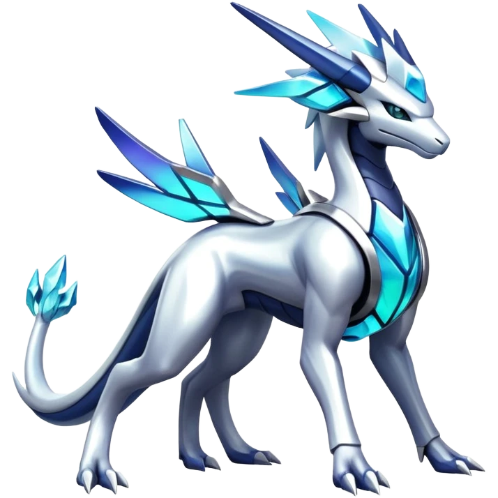 Futuristic Shiny Suicune-Dialga-Kyurem-Reshiram-Creature, (full body) emoji