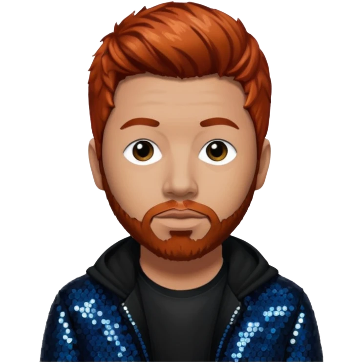 Abe Cunningham from Deftones with auburn hair, light skin, black sequin outfit emoji