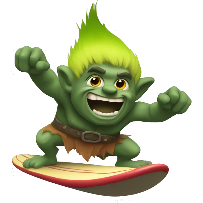 Small Troll Surfing emoji