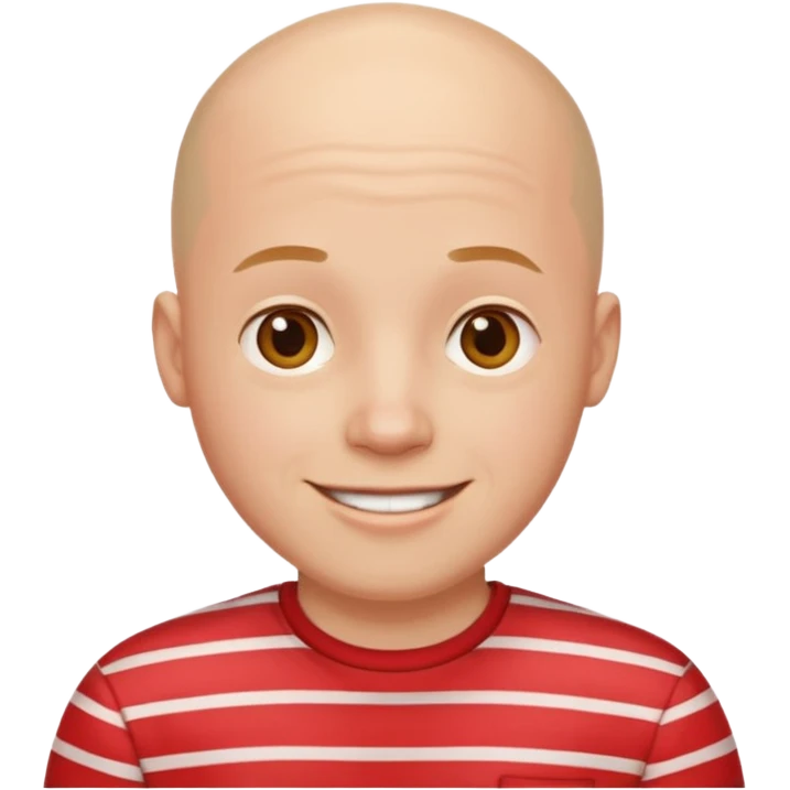 happy bald young man with red striped shirt emoji
