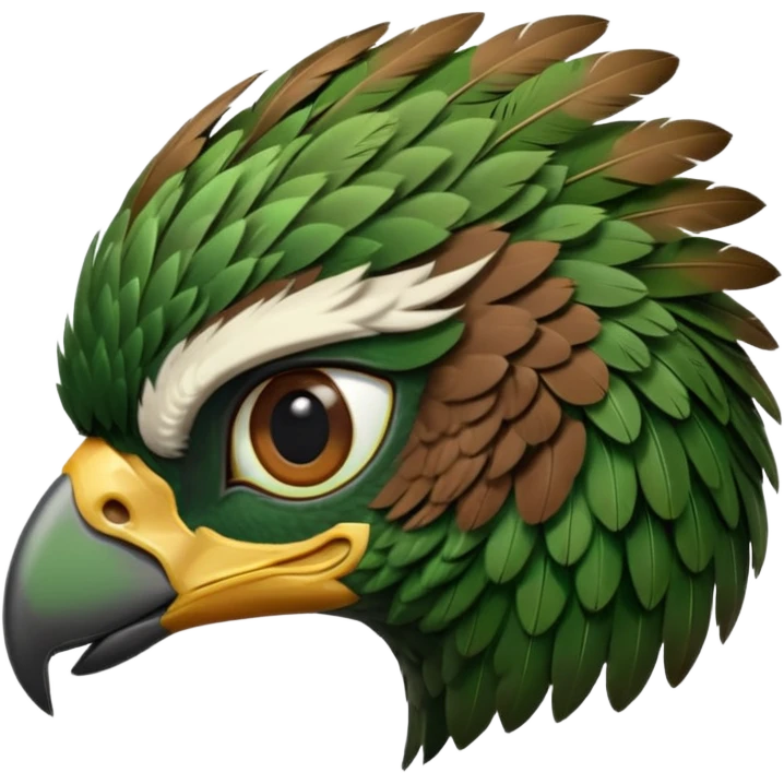 close up of just the eye at the side profile of the face of a green hawk that is looking away from the camera emoji