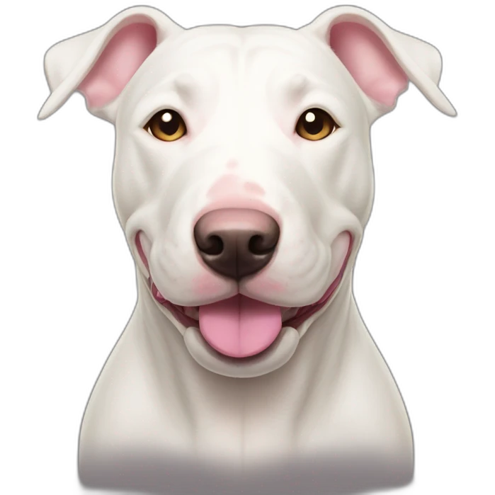 White bull terrier cross with light tan patch and pink nose emoji