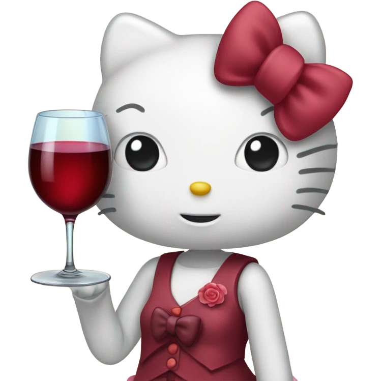 Hello Kitty drinking red wine emoji