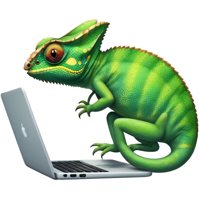 chameleon typing on laptop emoji