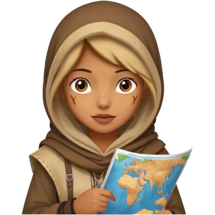 Girl + hood + map,Desert Nomads. emoji