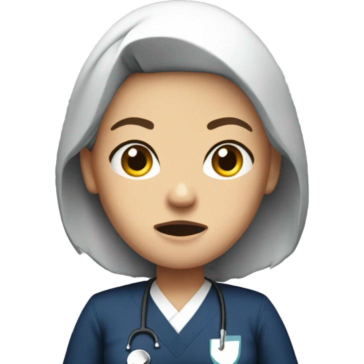 Angry nurse in navy scrubs  emoji