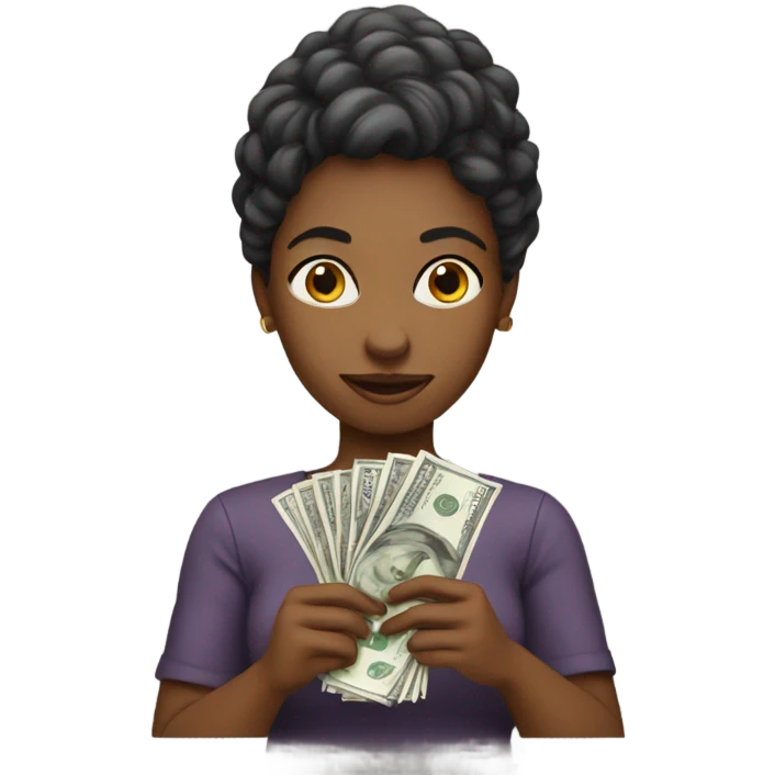 Women holding money like a child  emoji