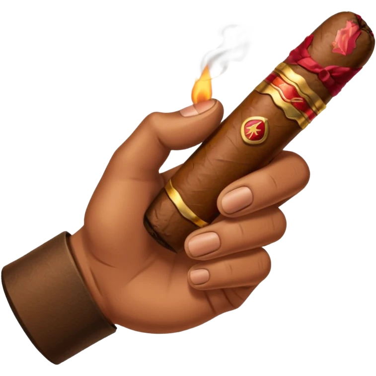 a hand holding a cigar emoji