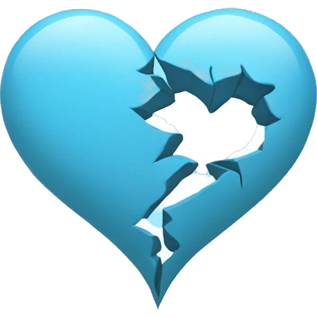 a sky blue heart broken in half emoji