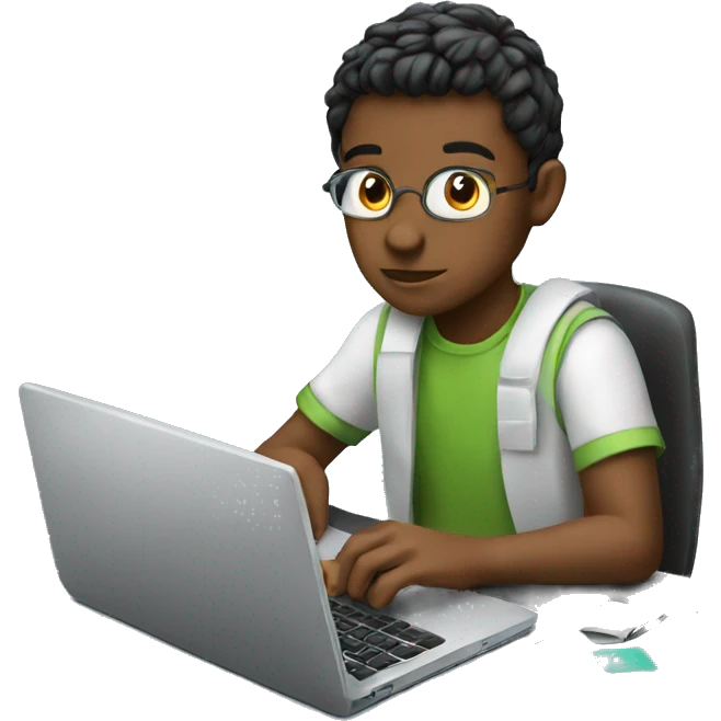 boy coding in laptop emoji