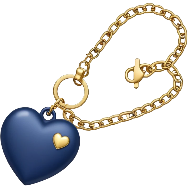 Navy blue heart with gold chains charm keychain emoji