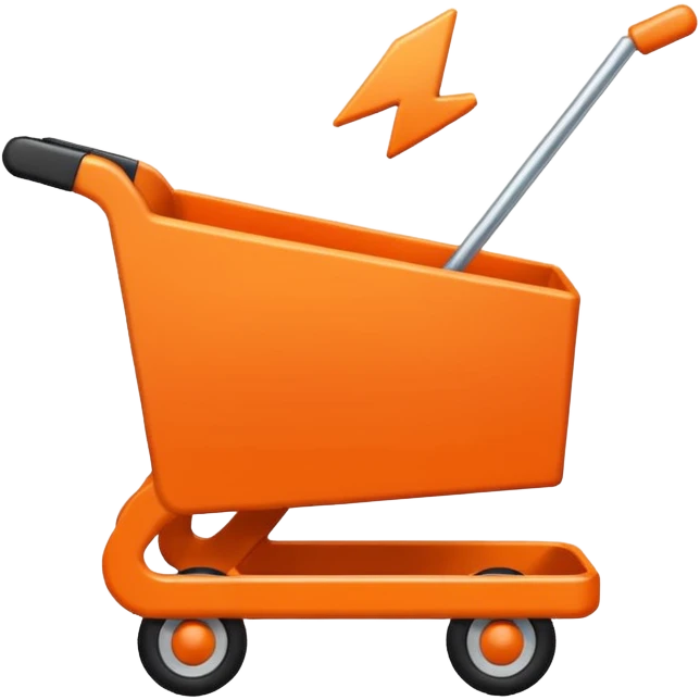 a computer pixel white cursor clicking on a ecommerce style orange cart icon emoji