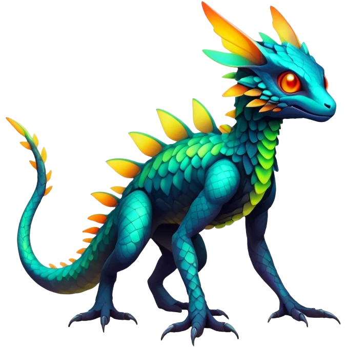futuristic lush warm-colored neon-colored Fakémon-Trico-creature (full body) emoji