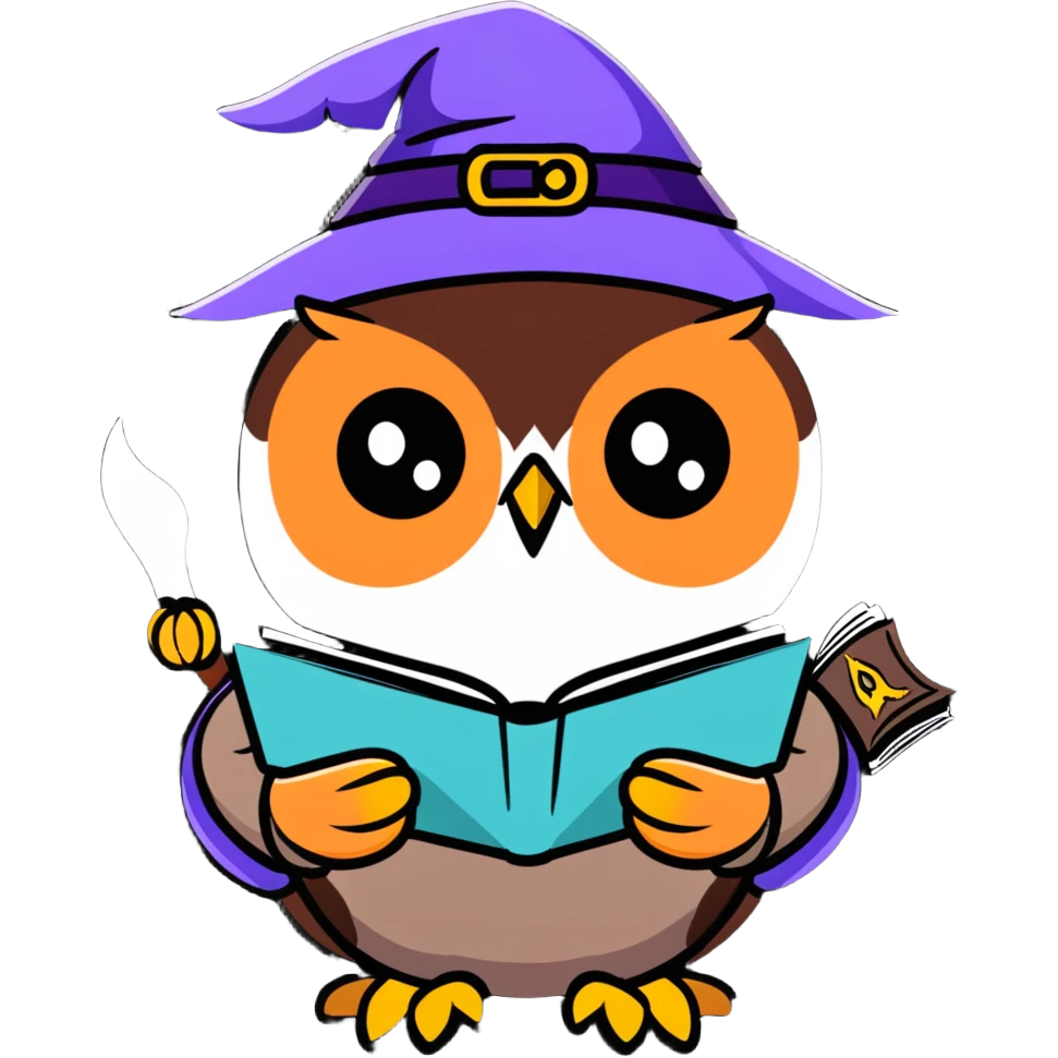 owl wizard with spell book emoji