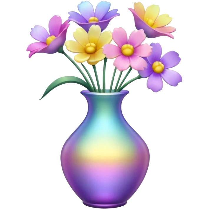 Iridescent vase with pastel flowers emoji