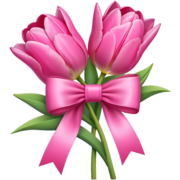 Pink tulips with a bow emoji