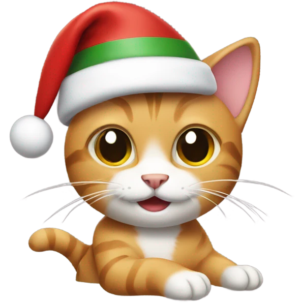 Cat with a Christmas hat dancing emoji