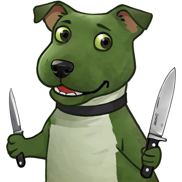 Terrier dog holding a knife emoji