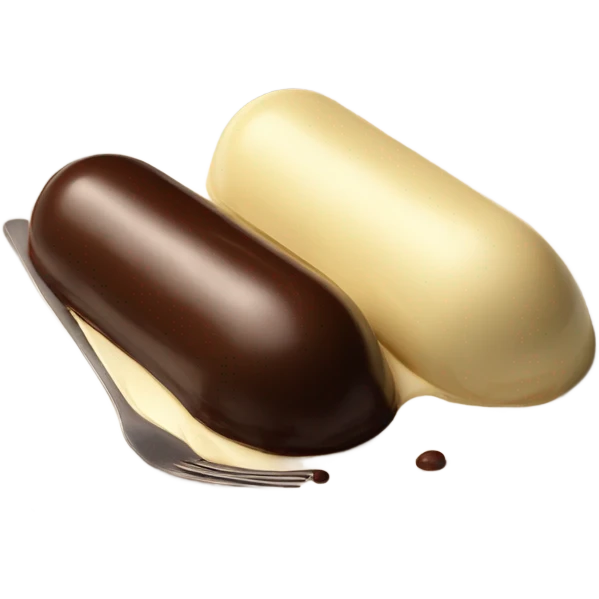 Chocolate quenelle and vanilla quenelle on a plate emoji
