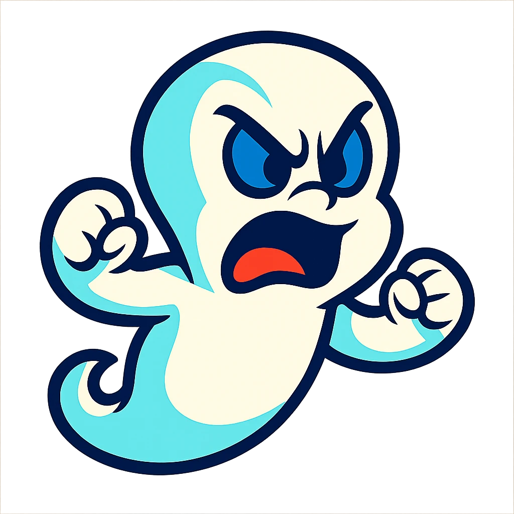 angry Casper ghost in vibrant toon style emoji
