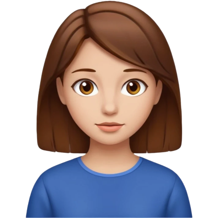 Whait girl with brown hair portrait  emoji