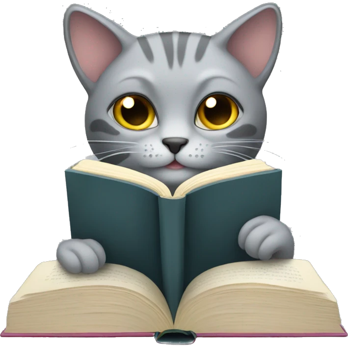 grey cat reading the book  emoji