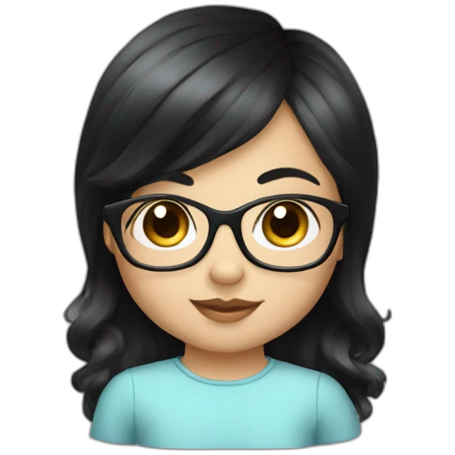 a beautiful baby with black hair in the arms of a 13 year old girl with blond hair and glasses emoji