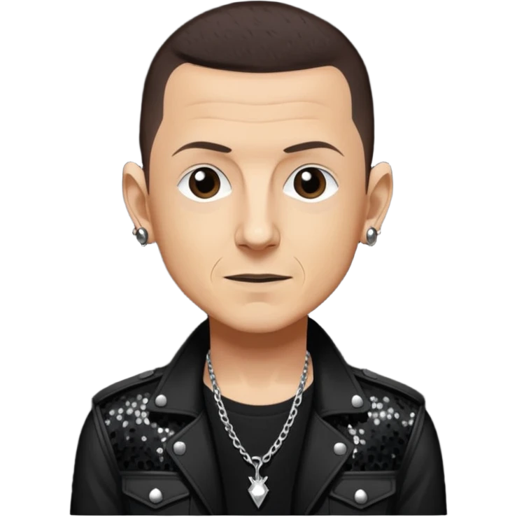 Chester Bennington with dark brown hair, black sequin tour outfit  emoji