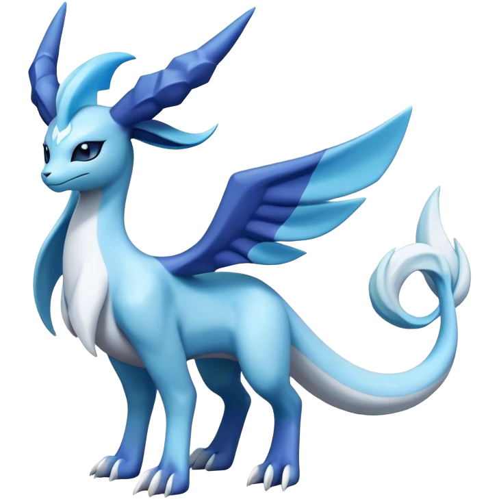 Lugia-suicune-Glaceon-hybrid, full body emoji