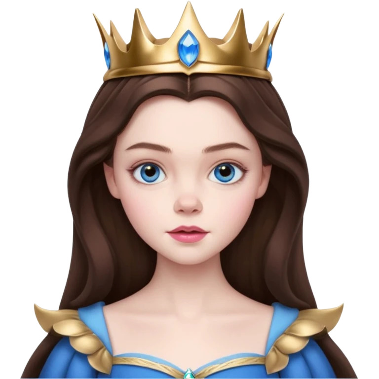Elle fanning as princess Aurora in Maleficent but with chocolate brown hair and blue eyes, slightly bigger pink lips. emoji