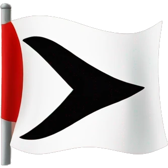 Red flag with a white circle in center and a black X letter inside. emoji