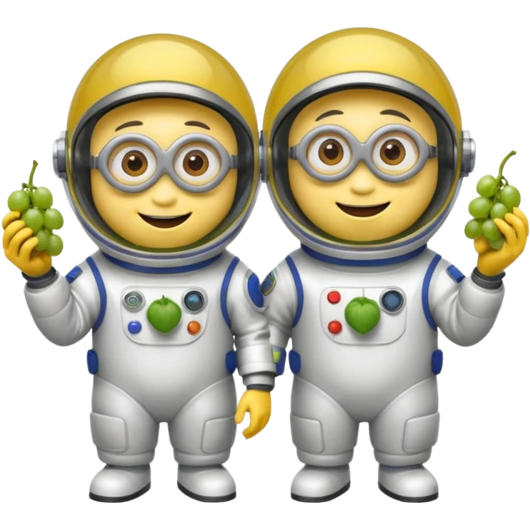 two minions with space suits eating grapes emoji