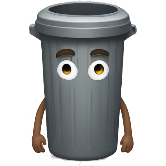 Humanized trashcan with arms and legs emoji