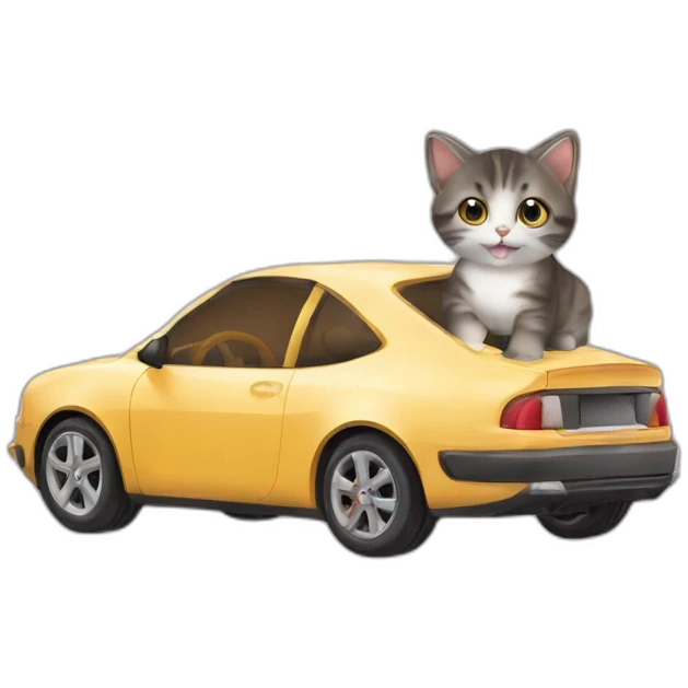 Chaton en voiture  emoji