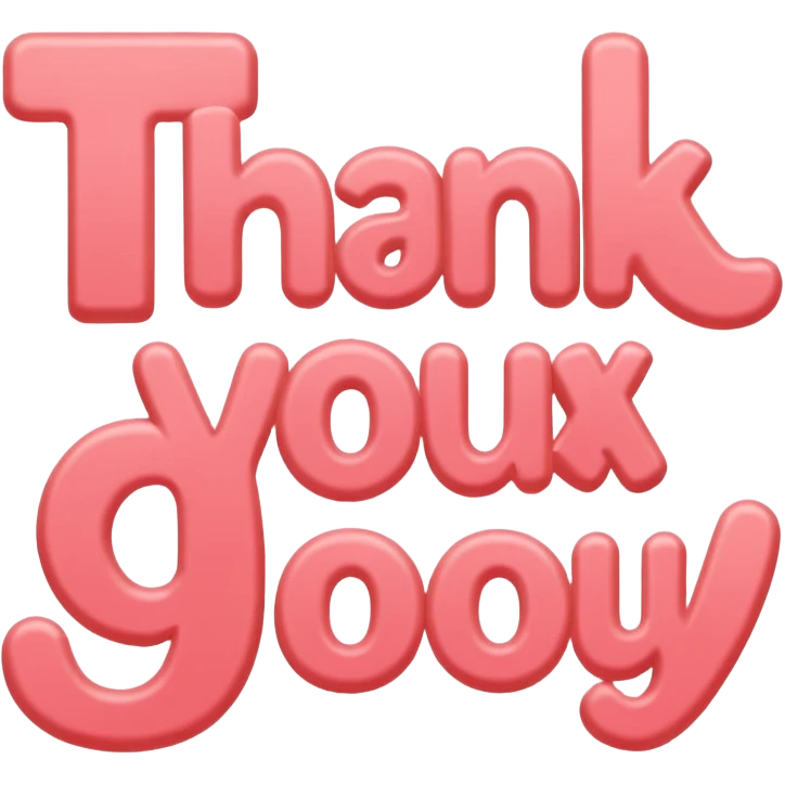 the words "thank you" in coral pink emoji